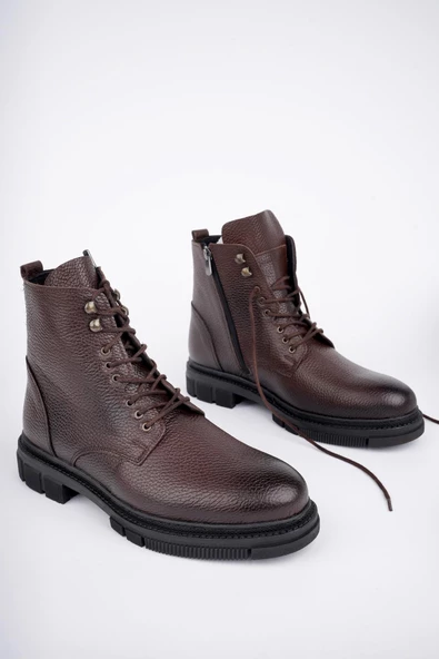 Muggo GABRİEL Garantili Bağcıklı Fermuarlı Hakiki Deri Kaymaz Taban Erkek Bot - 8