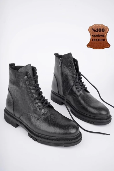 Muggo GABRİEL Garantili Bağcıklı Fermuarlı Hakiki Deri Kaymaz Taban Erkek Bot - 9