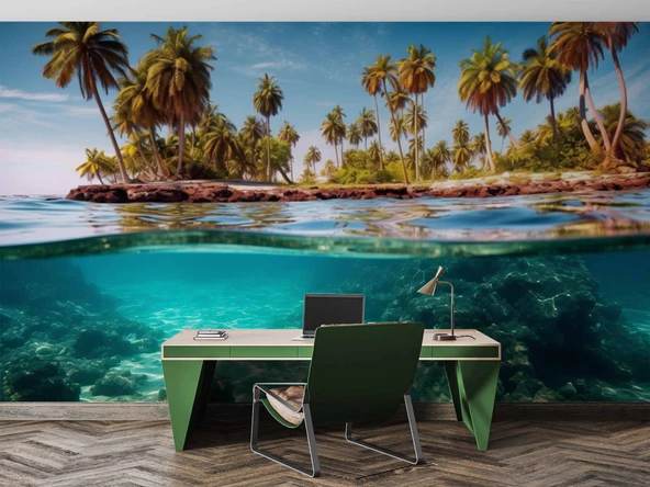 Ada Su Altı Duvar Kağıdı Baskı - Resim 4