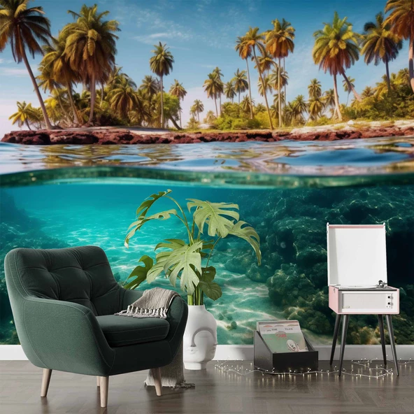 Ada Su Altı Duvar Kağıdı Baskı - Resim 6