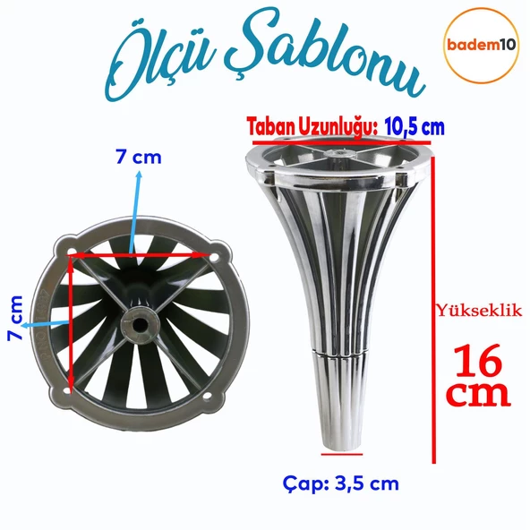 İstanbul 16 cm Krom Konsol Mobilya Kanepe Koltuk Tv Ünitesi Baza Ayağı Orta Sehpası Ayak Ayakları - Resim 3