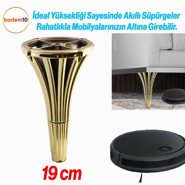İstanbul 19 cm Gold Altın Konsol Mobilya Kanepe Koltuk Tv Ünitesi Baza Ayağı Orta Sehpası Ayakları - 2