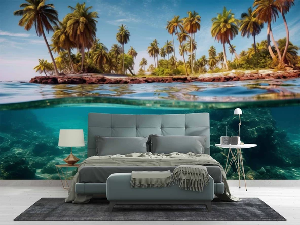 Ada Su Altı Duvar Kağıdı Baskı - Resim 2