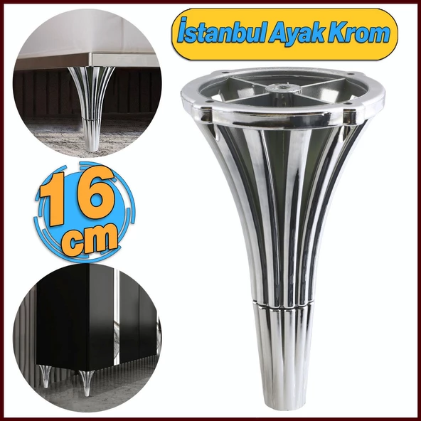 İstanbul 16 cm Krom Konsol Mobilya Kanepe Koltuk Tv Ünitesi Baza Ayağı Orta Sehpası Ayak Ayakları ürün görseli