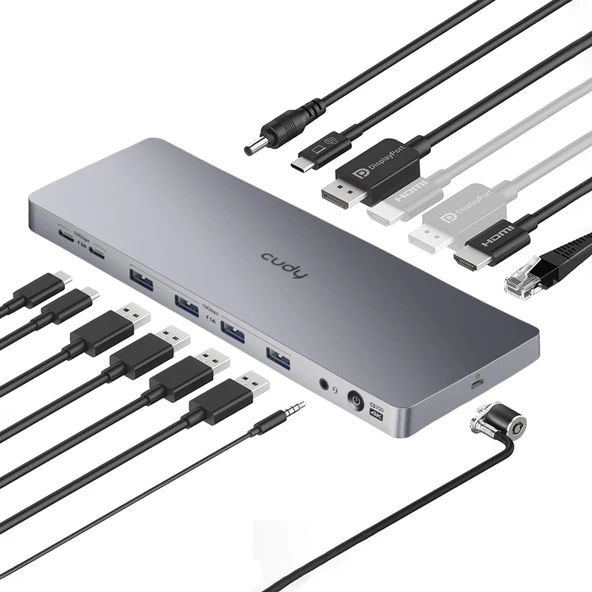 Cudy CS700 Dual 4K 2xHDMI 2xDisplayPort 2xUSB-C(10Gbps) 4xUSB-A 1xGigabit 100W PD Dock İstasyonu - 2