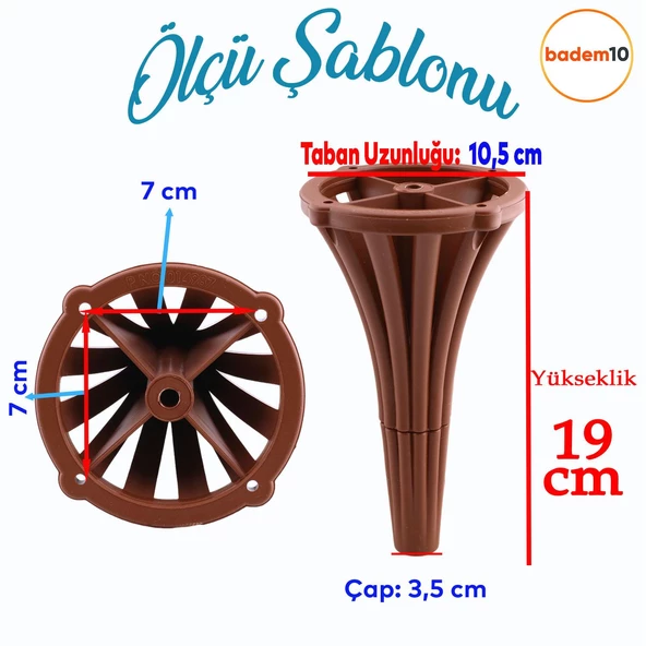 İstanbul 19 cm Kahverengi Mobilya Konsol Orta Sehpası Kanepe Koltuk Tv Ünitesi Baza Ayağı Ayakları - Resim 3