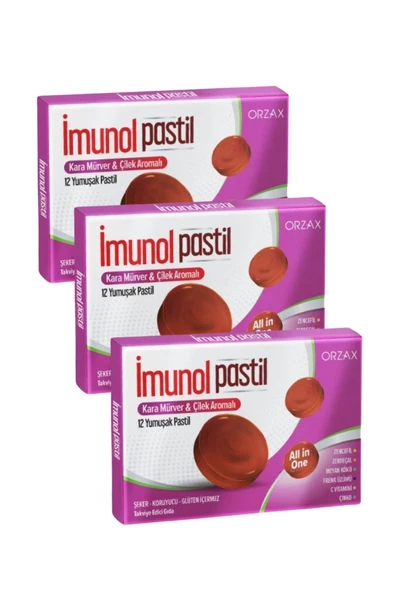 İmunol Karamürver & Çilek Aromalı 12 Pastil x 3 Adet ürün görseli