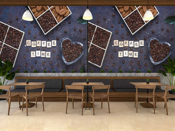 Cafe kahve zamanı Duvar Kağıdı Baskı - 3