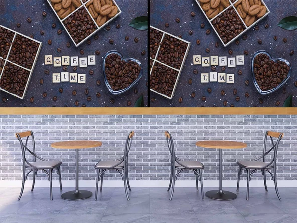 Cafe kahve zamanı Duvar Kağıdı Baskı - 4