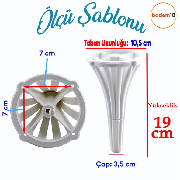 İstanbul 19 cm Beyaz Mobilya Konsol Orta Sehpası Kanepe Koltuk Tv Ünitesi Baza Ayağı Ayak Ayakları - 3
