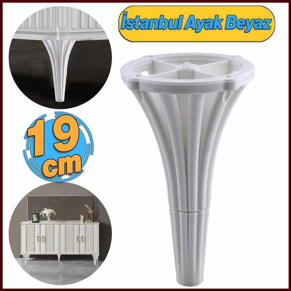 İstanbul 19 cm Beyaz Mobilya Konsol Orta Sehpası Kanepe Koltuk Tv Ünitesi Baza Ayağı Ayak Ayakları