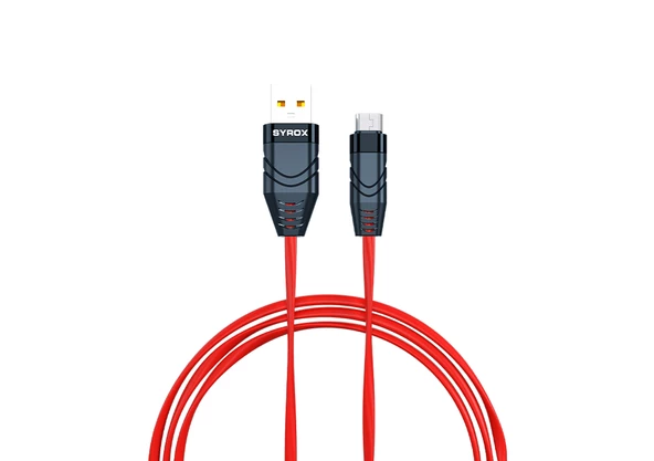 Syrox C99 2.0A 1mt Yassı Micro USB Şarj & Data Kablosu - Kırmızı