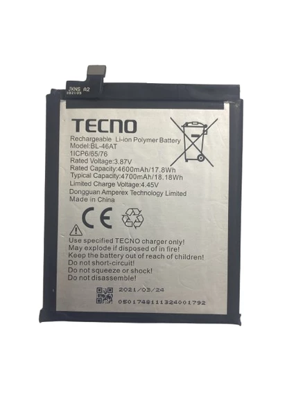 Tecno Phantom X Pil Batarya BL-46AT 4700 mAh