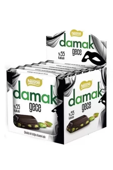 Nestle Damak Gece Antep Fıstıklı Bitter Kare Çikolata 6'lı Paket (6x60g)