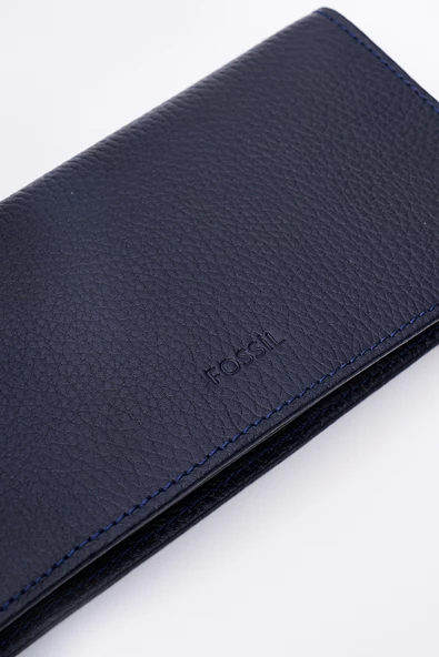 Fossil Hakiki Gerçek Deri Erkek Telefon Bölmeli Cüzdan Lacivert 8114 - 3