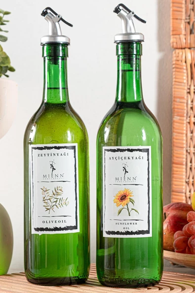 Amber | Ahşap Standlı 2'li 350 ml Zeytinyağı Sıvıyağ Şişesi Yağlık Yağdanlık - 4