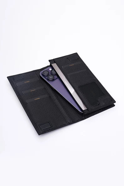 Fossil Hakiki Gerçek Deri Erkek Telefon Bölmeli Cüzdan Siyah 8114 - Resim 4