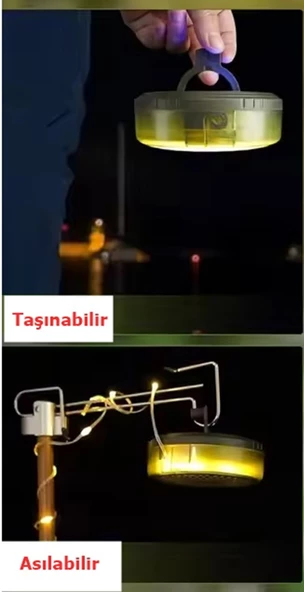 10mt Günışığı + rgb Makara Led - Şarjlı Multi Mod Led + El Feneri - Çadır Kamp LAmbası + powerbank - 4
