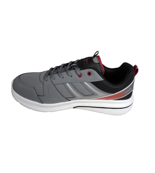 KİNETİX Erkek Gri Cilt Bağcıklı Kalın Taban Koşu Günlük Spor Ayakkabı - Resim 3