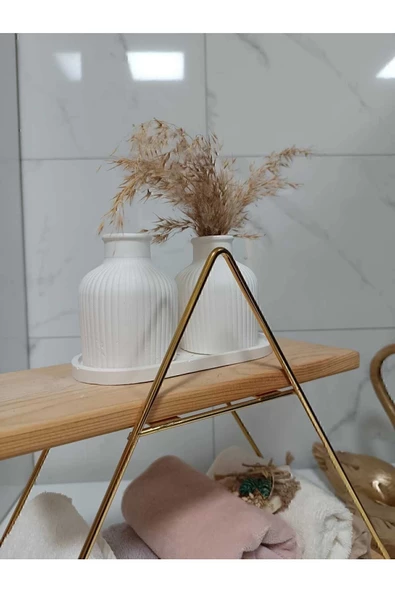 Pampas Vazo Takımı 2'li Beyaz Beton Ev Dekorasyonu - 2