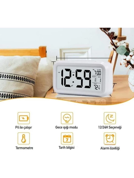 Alfalink fotoselli diital masa saati beyaz - 2
