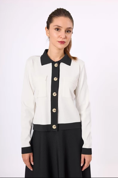 Peraluna Mimi Kadin Cepli Kısa Triko Ceket - 2