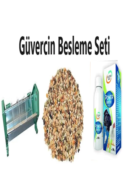 Güvercin Besleme Set-1"25 cm Güvercin Yemlik + 5 kg Güvercin Yemi + Power Brood 100ml