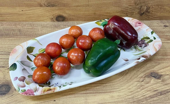 Seramik Çiçekli Kayık Tabak Dekoratif Sunum Tabağı 36 CM - 2