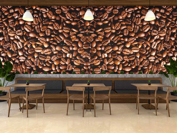 Kahve Çekirdeği Cafe Duvar Kağıdı Baskı - 3