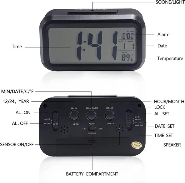 Alfalink fotoselli diital masa saati siyah - 4