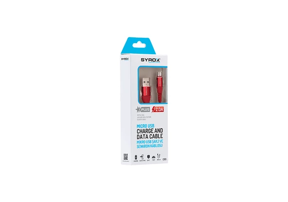 Syrox C89 2.0A 1mt Metal Başlıklı Micro USB Şarj & Data Kablosu - Siyah - 2
