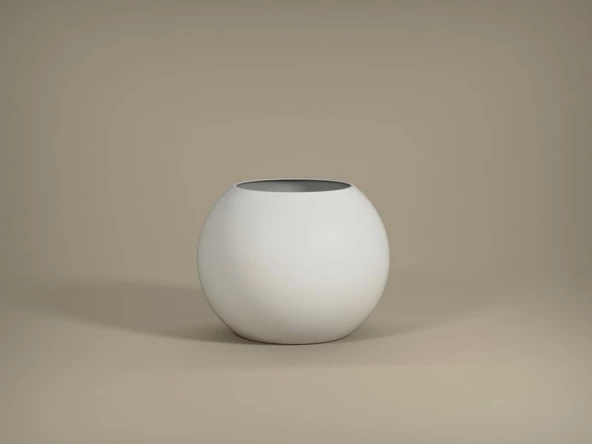 Nettenevime Fiber Saksı  Beyaz Küre Yuvarlak Top Vazo Dekoratif Saksı Fiberglas 30*30cm - 3
