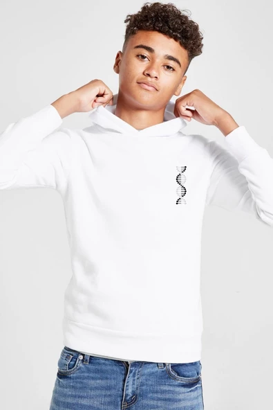 Siyah Beyaz Dna Beyaz Çocuk 3ip Kapşonlu  Sweatshirt - 1
