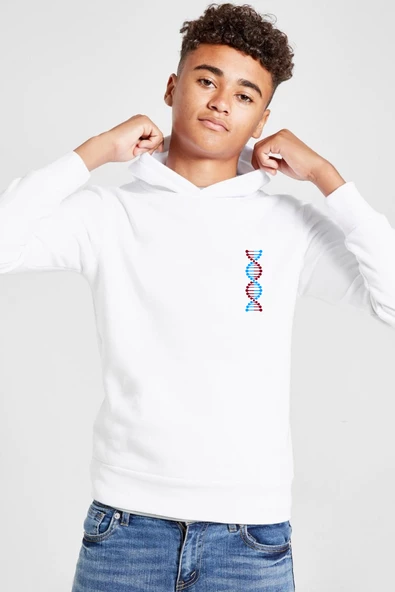 Bordo Mavi Dna Beyaz Çocuk 3ip Kapşonlu  Sweatshirt