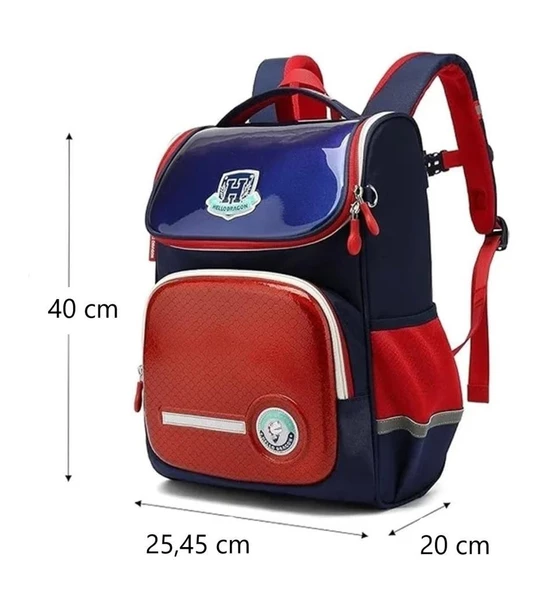 Hello Dragon Okul Çantası Omurga Koruyucu Kırmızı Lacivert - 3
