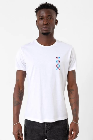 Bordo Mavi Dna Beyaz Erkek Bisikletyaka Tshirt