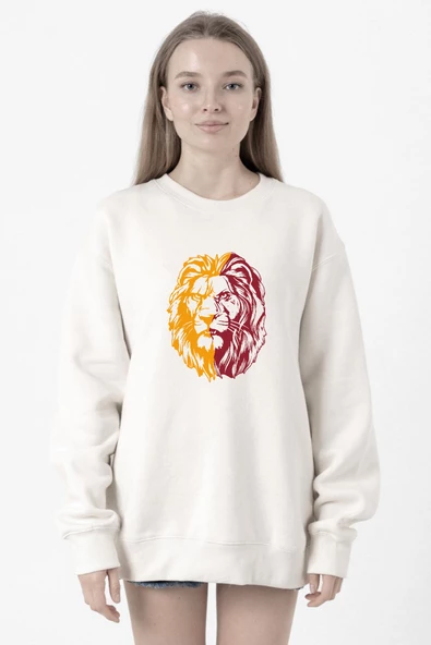 Sarı Kırmızı Aslan Beyaz Kadın 2ip Sweatshirt ürün görseli 1