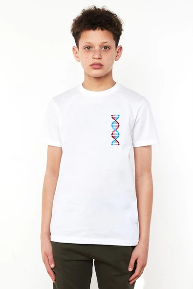 Bordo Mavi Dna Beyaz Çocuk Bisikletyaka Tshirt