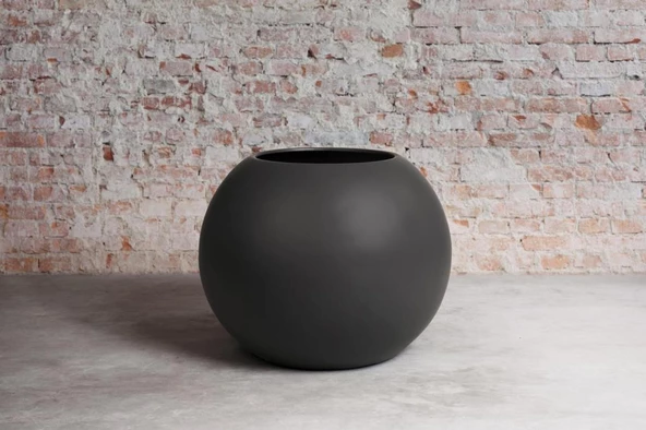 Nettenevime Fiber Saksı  Beyaz Küre Yuvarlak Top Vazo Dekoratif Saksı Fiberglas 25*25cm - 6