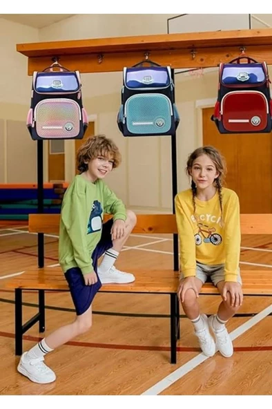 Hello Dragon Okul Çantası Omurga Koruyucu Kırmızı Lacivert - 6