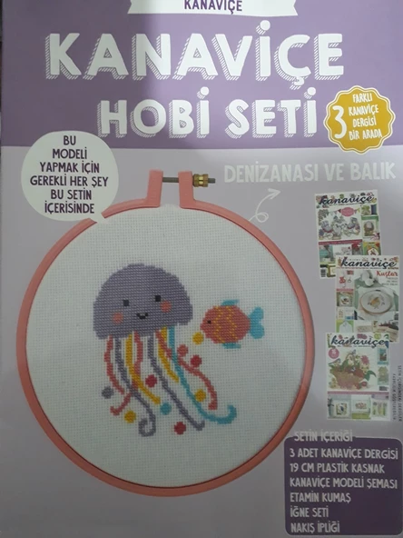 Denizanası ve Balık Kanaviçe Hobi Seti  (3 Adet Kanaviçe Dergisi Hediyeli)