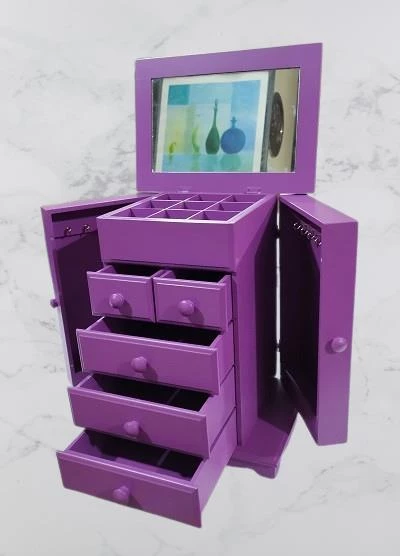 Hobi Takı Kutu Makyaj Şifonyer 90408 Model 9Çekmece Parlak MOR Ahşap MDF ElYapım - 2