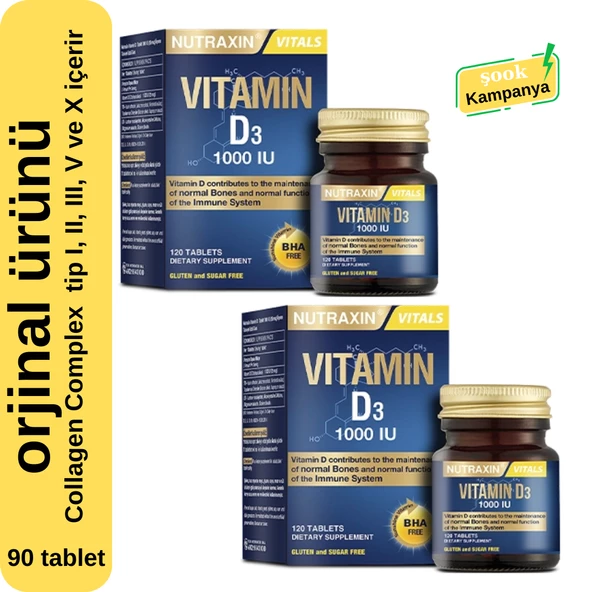 Nutraxin D3 2'li Vitamini (1.000 IU)-120 Adet Tablet