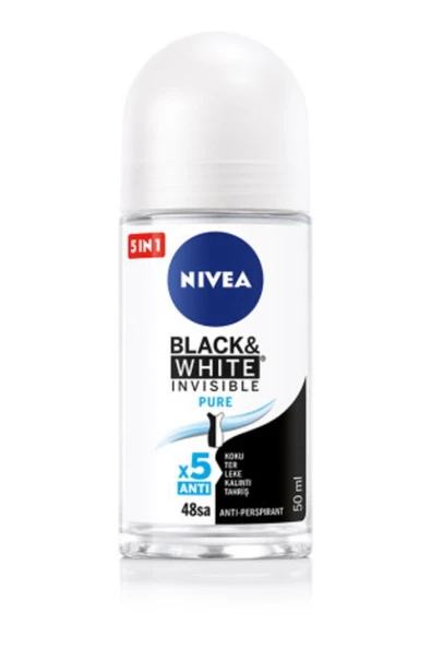 Nivea Kadın Roll On Deodorant Black&White Invisible Pure 48 Saat Anti-perspirant Koruma 50ml