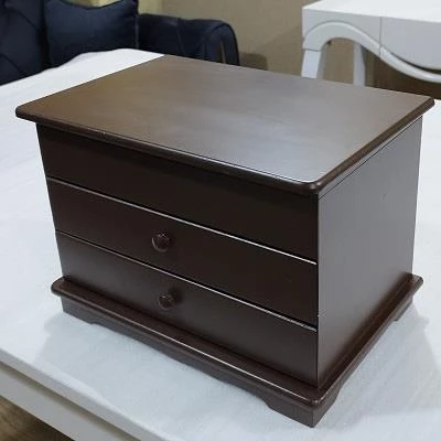 Hobi Takı Şifonyer 90411 Makyaj Kutu 2Çekmc Ayna Parlak KAHVERENGİ Ahşap MDF ElYap - 10
