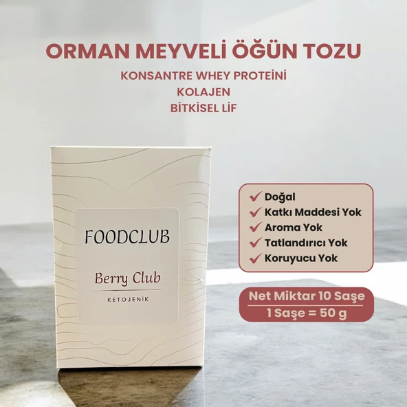 Foodclub Berry Club Orman Meyveli Öğün Tozu 10x50 gram Whey Proteini, Kolajen, Lif