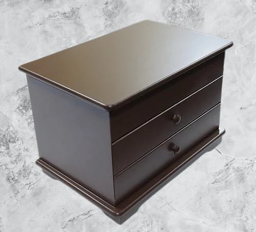 Hobi Takı Şifonyer 90411 Makyaj Kutu 2Çekmc Ayna Parlak KAHVERENGİ Ahşap MDF ElYap - 4