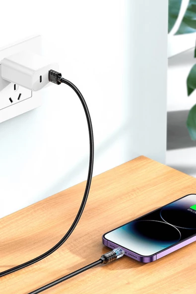 Hoco U122 1.2M Lantern USB to Lightning Şarj Data Kablosu - 2