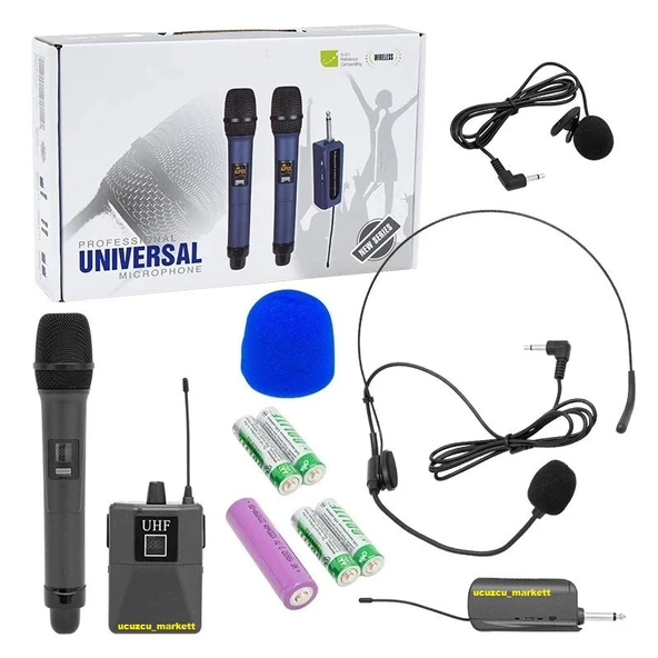 UHF 1 EL + 1 YAKA + EKRANLI KABLOSUZ TELSİZ MİKROFON - 2