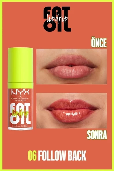 NYX Professional Makeup Fat Oil Lip Drip Parlatıcı Dudak Yağı - Follow Back - 2